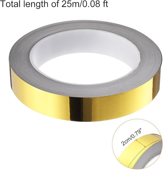 HARFINGTON 2Pcs Floor Tiles Gold Foil Lines Metallic Mirror Tape 0.79" x82 Ft Ft Self Adhesive Decor Floor Wall Seam Sticker Waterproof Gap Sealing Tape for Kitchen Bathroom Cabinet