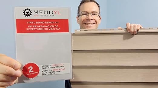 Mendyl Vinyl and Stucco Siding Repair Kit - Cover Any Cracks Holes or Blemishes - White Durable Self-Adhesive Paintable Vinyl Siding Patch Cut to Fit and Cover Any Cracks - 2 Patches (2)
