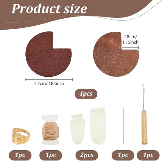 WEBEEDY DIY Bag Corner Repair Set DIY Kit for Purse Bag Corner Fix Protector Leather Sewing Kit with Bag Corner Patch,Cone,Needle,Thread and Finger Cots Leather Bag Fix Sewing Crafting Projects