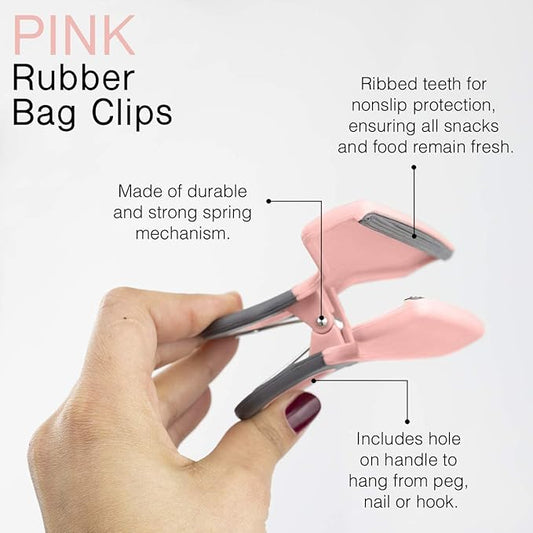COOK WITH COLOR Food Clips - Wide Heavy Duty Chip Clips, Large Bag Clips for Food Storage with Air Tight Seal Grip, Pack of 4, Pink