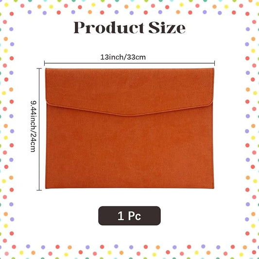 PU Leather A4 Document File Holder Folder Brown for Letter Size Waterproof Portfolio Filing Envelope Oragnizer Pocket Storage Case with Snap Closure for Receipt Contract Stationery Tablet
