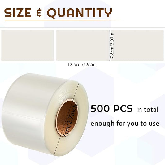 Zonon 500 Pcs Label Protector Back to School Clear Labels Stickers Wafer Seals Waterproof Labels Library Supplies for Protecting Barcodes, Numbers and Stickers (3 x 5 Inch,Rectangle)