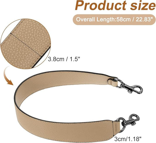 uxcell 22.83 Inch PU Leather Short Bag Strap with Clasp, Purse Handles Handbags Replacement Straps for Clutch Bag Crossbody Underarm Bags, Tawny, Metallic Black Buckle