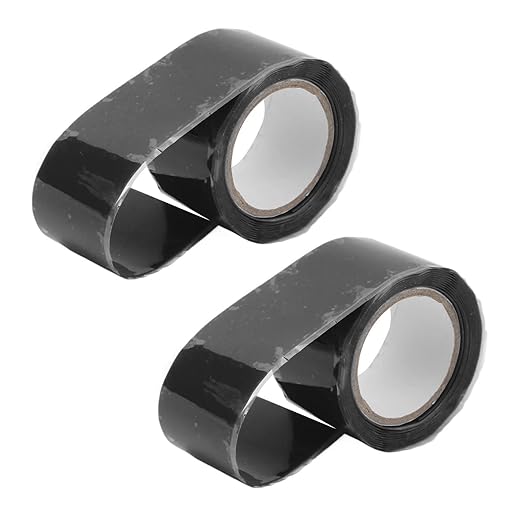 Self Fusing Silicone Tape High Temperature Adhesive Tape for Plumbing Repairs Hose Leak Fixing 2 Rolls 1.5m x 2.5cm (Black)