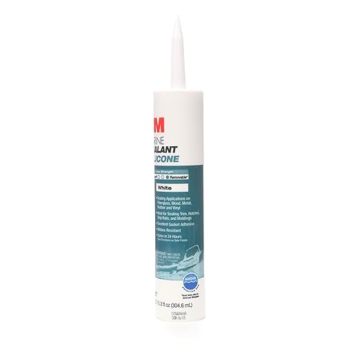 3M Marine Grade Silicone Sealant, 08027, For Boats and RVs, Above the Waterline Interior/Exterior Sealing, White, 10.3 fl oz Cartridge