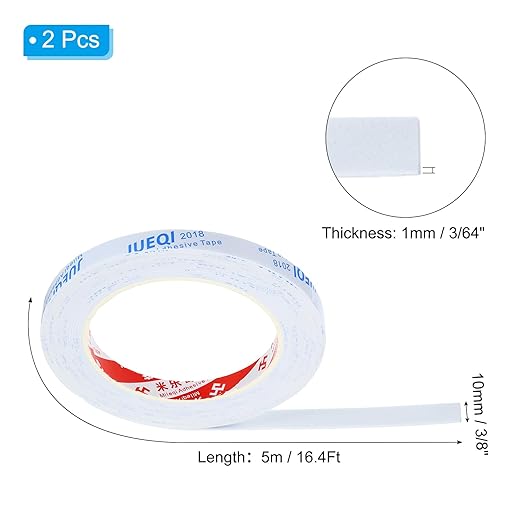 PATIKIL 3/8" W x 3/64" T x 16.4Ft EVA Single Sided Foam Tape, 2Pcs Multipurpose Sealing Strip Foam Waterproof Weather Stripping Foam Sealing Foam Strips with Adhesive for Door, White