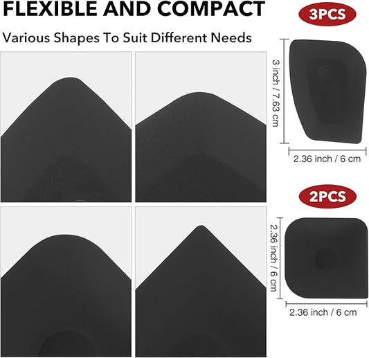 Pan Scraper 5PCS Plastic Scraper Set,Food Scraper Tool for Cast Iron, Pot and Pan Cleaning,Pans Scraper Tools for Cleaning Grease Burnt Food,Scrapers Tool Kitchen (5, Black)