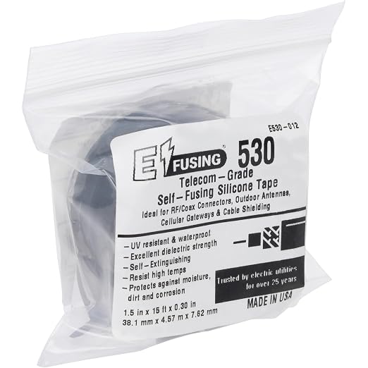530 – High Performance Self-Fusing Silicone Sealing Tape for Coax Cables & Electrical Repairs – 30 mil Thick 1.5 in x 15 ft – Black (Black)