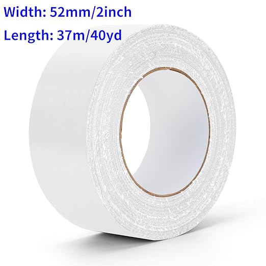 White Duct Tape Heavy Duty Waterproof, 40 Yards X 2 Inch, 9 Mils Thickness Strong Adhesive Sticky, No Residue, Easy Tear by Hand for Home Repairs Indoor Outdoor Crafts Packing HVAC and Construction