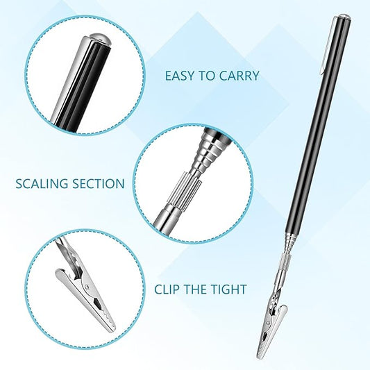 Mudder 2 Pcs Telescoping Clip Telescopic Metal Wire Clamp with Pen Bracelet Helper Tool Extendable for Mechanics Automobile Repair Jewelry Fix Range 8.27-36 inch