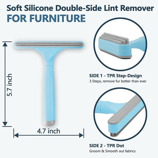 2 Pack Portable Pet Dogs Cats Hair Remover Lint Removal Shaver Tool Fur Scraper Carpet Rake for Couch Furniture Car Mats Fabric Sofa Clothes Bedding Blue