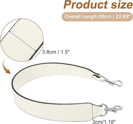 uxcell 22.83 Inch PU Leather Short Bag Strap with Clasp, Purse Handles Handbags Replacement Straps for Clutch Bag Crossbody Underarm Bags, Beige, Silver Buckle