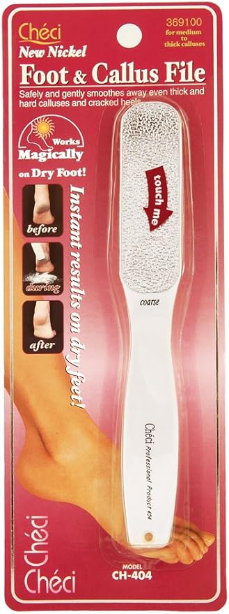 Checi Coarse Grit Foot & Callus File for Severe Calluses and Cracked Heels, Slim Design for Precise Filing, Beige CH-404CI, 1-Pack