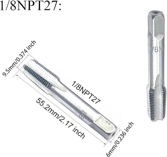 2 Pcs 1/8 NPT Pipe Tapes,Carbon Steel Hand Threading Tap for Plumbing Projects,Auto Repairs and Other Various DIY Thread Cutting Tools Small Poject