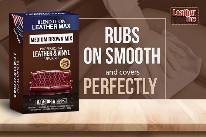Blend It On XL Brown Mix Vinyl and Leather Repair Kit - Now with 6 Ounces for Furniture, Jacket, Sofa, Car Seat, Boots, Easy Instructions to Match Colors, No Mixing Chart Needed (Brown Mix)