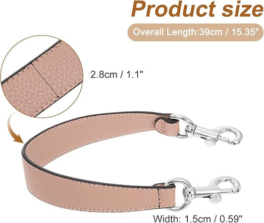uxcell 14.17 Inch PU Leather Short Bag Strap with Clasp, Purse Handles Handbags Replacement Straps for Clutch Bag Underarm Bags, Pink, Silver Buckle