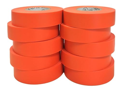 TradeGear Orange 10 Pack - UL Listed Colored Electrical Tape, 60 ft x 3/4 in, 600V, Flame Retardant, Waterproof, Rubber Adhesive - Phase Marking, Wire ID, Automotive