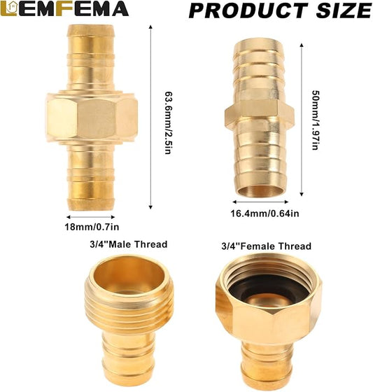4 Sets 5/8 Inch Garden Hose Connector Repair Kit, Solid Brass Water Hose Coupling Splicer Mender Female and Male Hose Connector with Tape, Stainless Steel Clamp and Rubber Gasket