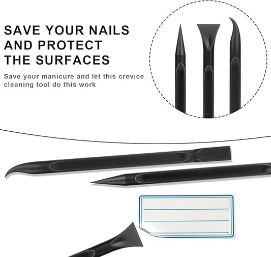 Crevice Cleaning Tool, 9 PCS Carbon Fiber Plastic Scraper Tool Car Detailing Brush Set Non-scratch Multi-purpose Scraper for Clean Small Narrow Spaces and Gaps, Remove Stickers Labels Oil Stains Dirt