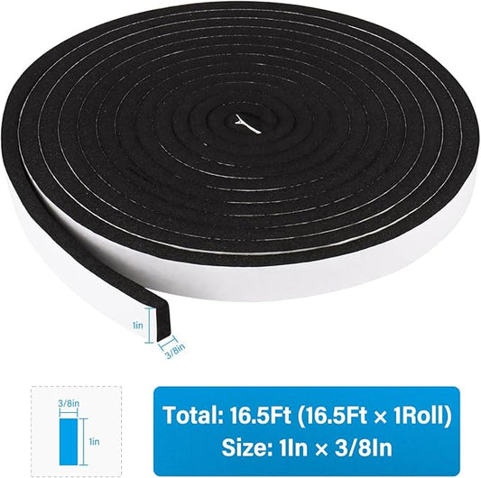 DGSL Foam Insulation Tape, 1In x 3/8In x 16.5Ft Weather Stripping Door Seal Strip for Doors and Windows,Sliding Door,Sound Proof Soundproofing Door Seal,Weatherstrip,Air Conditioning Seal Strip