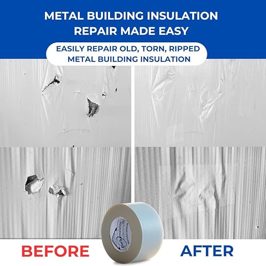 BlueTex Insulationㅤ3 Wide x 180' Long White Vapor Barrier Seam Tape - 4 Rolls Bulk Pack, Great for Crawlspaces, Waterproofing, Insulation Repairs, Underlayment Seams, Metal Building Insulation Seams