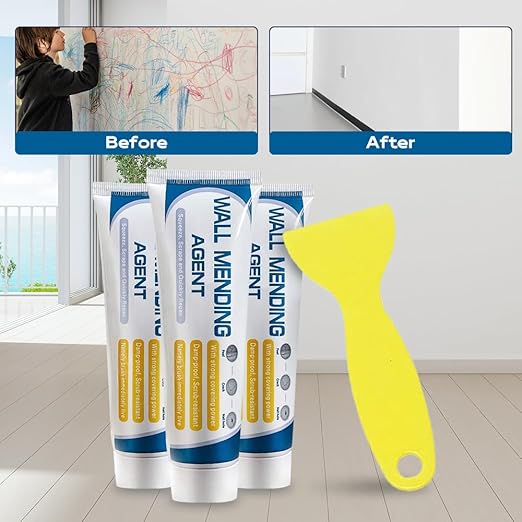 Efficient Drywall Repair Kit with Scraper, 2026 New Wall Mending Agent for Holes & Cracks, Multi-Functional Wall Patch Repair Kit for Wall Holes, Dents & Small Damage (3PCS)