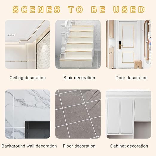 Floor Tiles Gold Foil Lines Metalized Mirror Tape, Self-Adhesive Tile Seam Sticker, Waterproof Gap Sealing Foil Decor Tape for Wall, Cabinet, Kitchen (0.39in x 164 Ft) (Silver)