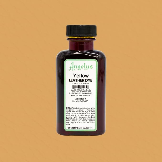 Angelus Leather Dye - Flexible Leather Dye for Shoes, Boots, Bags, Crafts, Furniture, & More 3oz, Dauber Included (Yellow)