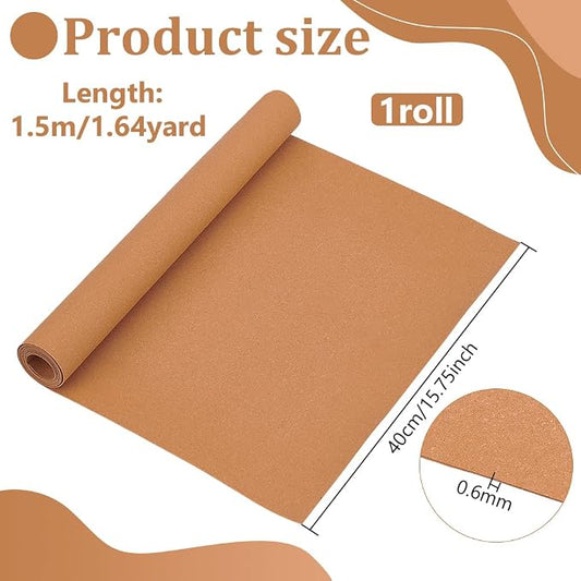 BENECREAT 59x15.7inch Leather Stiffener Roll, Sandy Brown Bag Stiffener, PVC Leather Roll for Leather Bag Liner, Craft DIY, 0.6mm Thick
