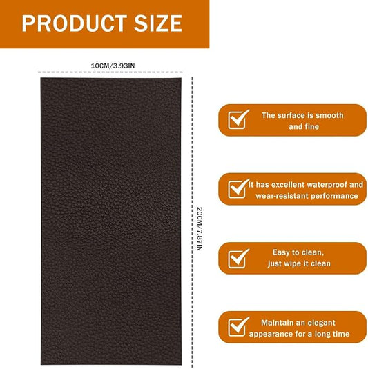 2PCS Vinyl and Leather Repair Kit, Leather Car Seat Repair Kit, 4 x 8 Inch Self Adhesive Waterproof Automotive Seat Patch, Car Fabric Sofa Vinyl Tape for Vehicles, Couches, Furniture (Brown)