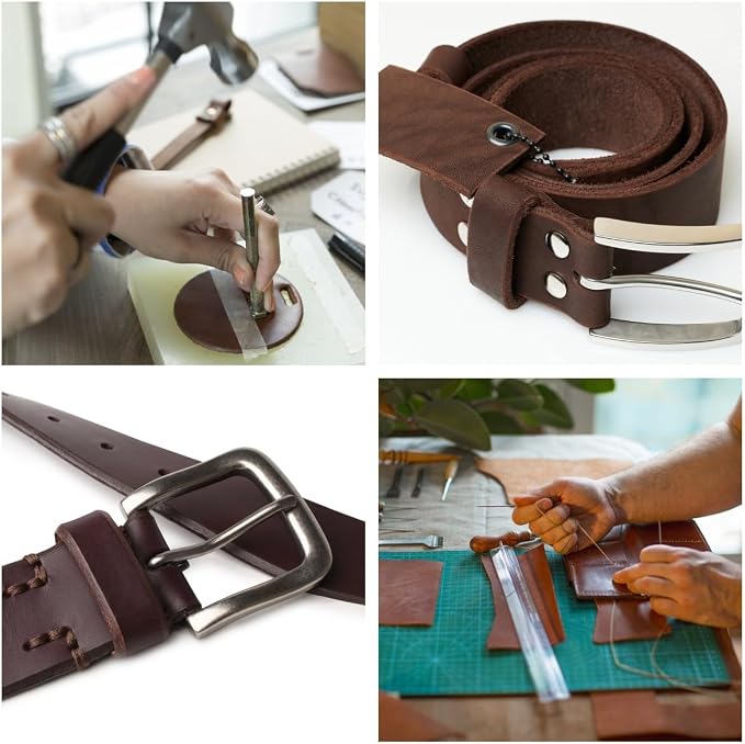 Full Grain Leather Sheet, 4-5mm Thick, Brown Leather, Vegetable Tanned Leather for Crafting, Tooling, Sheath Making (Brown 8 x 8 inches 1pc)
