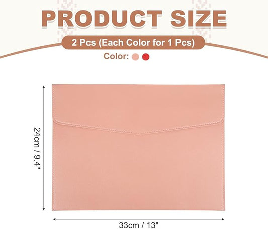 PATIKIL 2Pcs PU Leather A4 File Folder, Document Holder Envelope Waterproof Napa Texture Filing Organizer Portfolio Folder Case with Magnetic Snap Closure for Home Office, Pink, Red