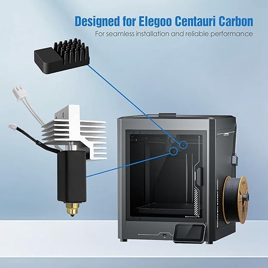 Hotend Kit for Elegoo Centauri Carbon, Fully Pre-Assembled Replacement Hotend with 0.4mm Brass Nozzle, Silicone Socks & Nozzle Wipers Included - 3D Printer Accessories