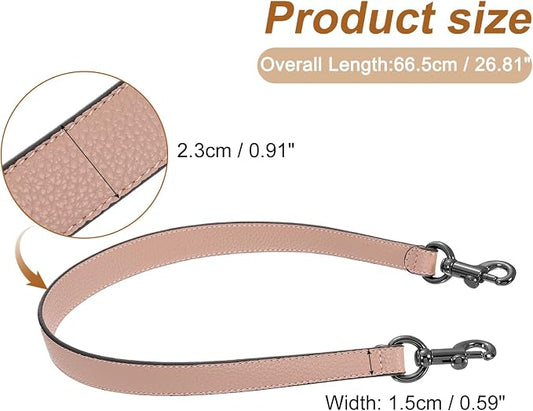 uxcell 25.59 Inch PU Leather Short Bag Strap with Clasp, Purse Handles Handbags Replacement Straps for Clutch Bag Underarm Bags, Pink, Grey Buckle