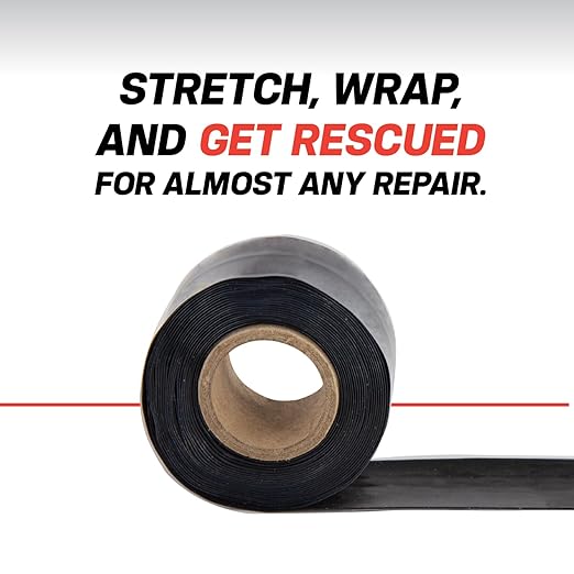 Bond It Rescue Tape, Self-Fusing Silicone Tape, Emergency Plumbing Pipe & Radiator Hose Repair, Electrical Insulation, Waterproof, 950PSI, 1" Width x 36' Length x 0.02" Thick, Black