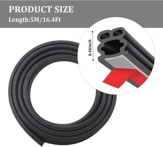 16.4Ft Car Door Seal,Thickened Rubber Automotive Weather Stripping for Hoods,Trunks,Windows,Universal Soundproof Car Weather Stripping Car Accessories for Most Car,Truck,SUV (16.4Ft)
