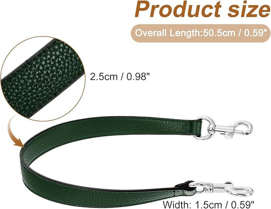 uxcell 19.29 Inch PU Leather Short Bag Strap with Clasp, Purse Handles Handbags Replacement Straps for Clutch Bag Underarm Bags, Dark Green, Silver Buckle