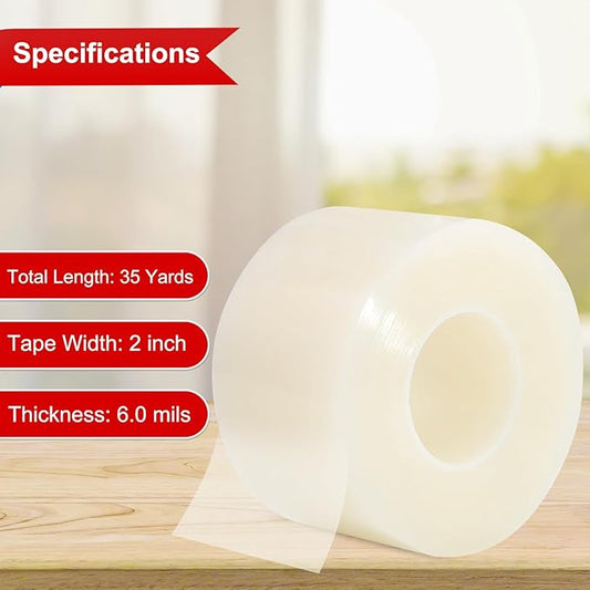 Transparent Window Seal Weather Sealing Tape 2 Inch x 35 Yards Weather Stripping Residue Free Clear Window Insulation Tape for Shower Glass Gaps and Doors Windproof Tape