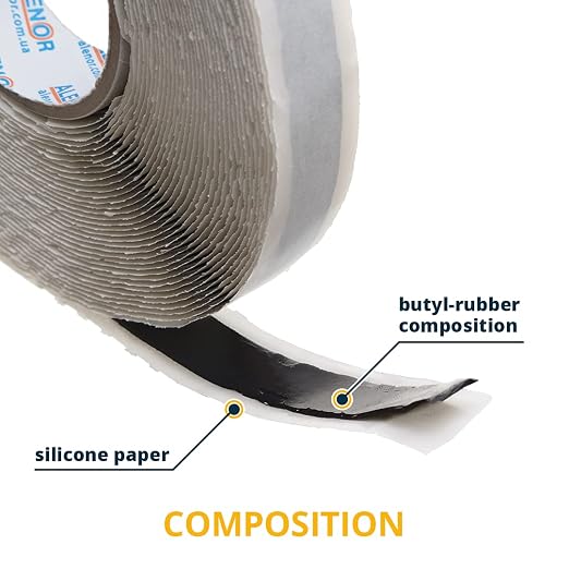 Alenor Butyl Rubber Tape 1/8'' x 3/4" x 33 Feet - Repair Rv and Auto, Seal Seams, Cracks, and Holes with the Professional Finish, roof leaks, Plumbing Pipes, Vents, Boats, car Window leaks