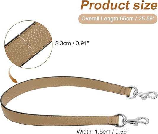 uxcell 25.59 Inch PU Leather Short Bag Strap with Clasp, Purse Handles Handbags Replacement Straps for Clutch Bag Underarm Bags, Tawny, Silver Buckle