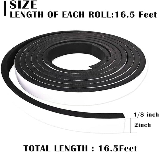2" Wide x 1/8" Thick Closed Cell Weather Stripping, Sponge Rubber Foam Tape Single Sided for AC Window Seal and Door Frame Insulation, High Density Foam Strip with Self-Adhesive, Soundproof 16.5ft