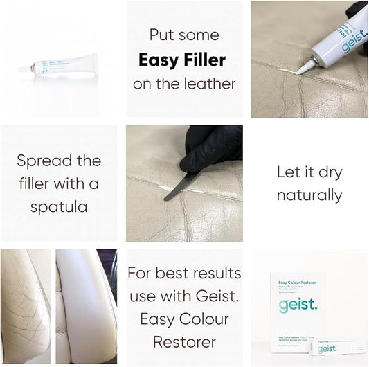 Geist. Easy DIY Colour Restorer and Filler for Leather & Vinyl | Refresh, Repair & re-dye Scuffs, Colour Damage and Small Cracks (Anthracite, 20ml Filler)