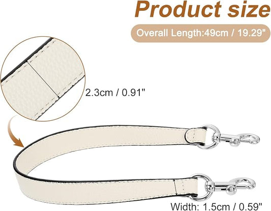 uxcell 19.29 Inch PU Leather Short Bag Strap with Clasp, Purse Handles Handbags Replacement Straps for Clutch Bag Underarm Bags, Beige, Silver Buckle