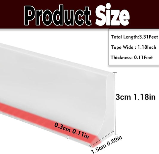 Shower Threshold Water Guard Dam Bottom Seal for Bathroom and Kitchen Glass Shower Door Strip Dry and Wet Separation Caulk Seal Edge Tape