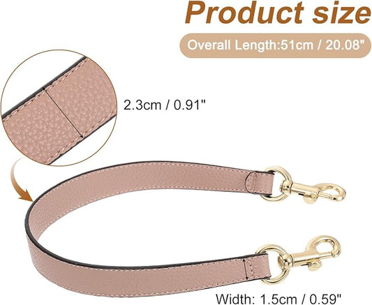 uxcell 19.29 Inch PU Leather Short Bag Strap with Clasp, Purse Handles Handbags Replacement Straps for Clutch Bag Underarm Bags, Pink, Gold Buckle