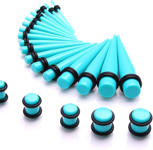 JieyueJewelry 50/54 Pieces Ear Stretching Kit 14G-00G Acrylic Tapers and Plugs + Silicone Tunnels - Ear Gauges Expander Set Body Piercing Jewelry