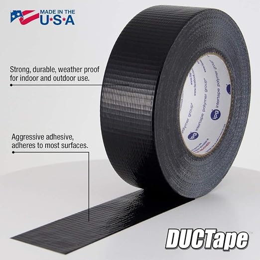 IPG JobSite DUCTape, Colored Duct Tape, 1.88" x 60 yd, Black (Single Roll)