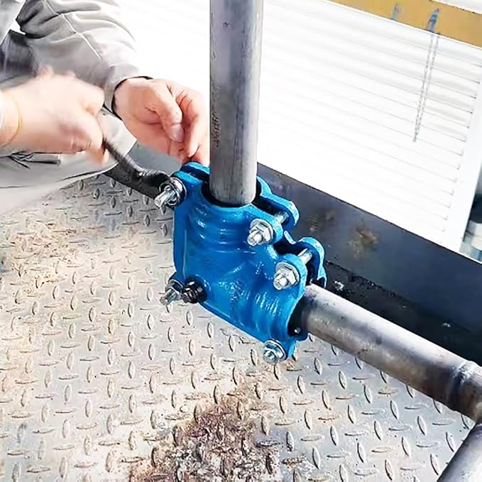 Pipe Elbow Clamp, 1-1/2 Inch (DN40), 90 Degree, Short Radius, PPR/PE/Iron Pipe, Socket Connection, Blue, Iron, 6.28 pounds