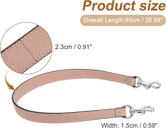 uxcell 25.59 Inch PU Leather Short Bag Strap with Clasp, Purse Handles Handbags Replacement Straps for Clutch Bag Underarm Bags, Pink, Silver Buckle