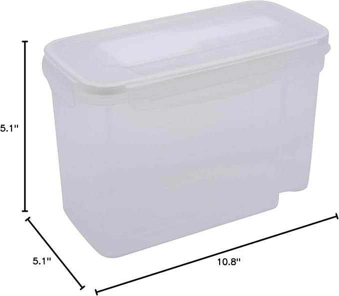Kitchen Details 2 Pack Cereal Container with Scooper | Medium | Large | Airtight | Food Tin | Keeps Fresh | Kitchen & Pantry Storage Organizers | Clear